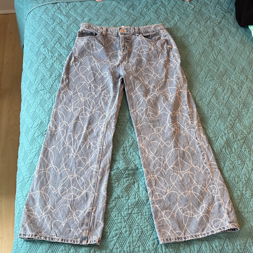 Justice Blue Jeans with Peace and Love Design